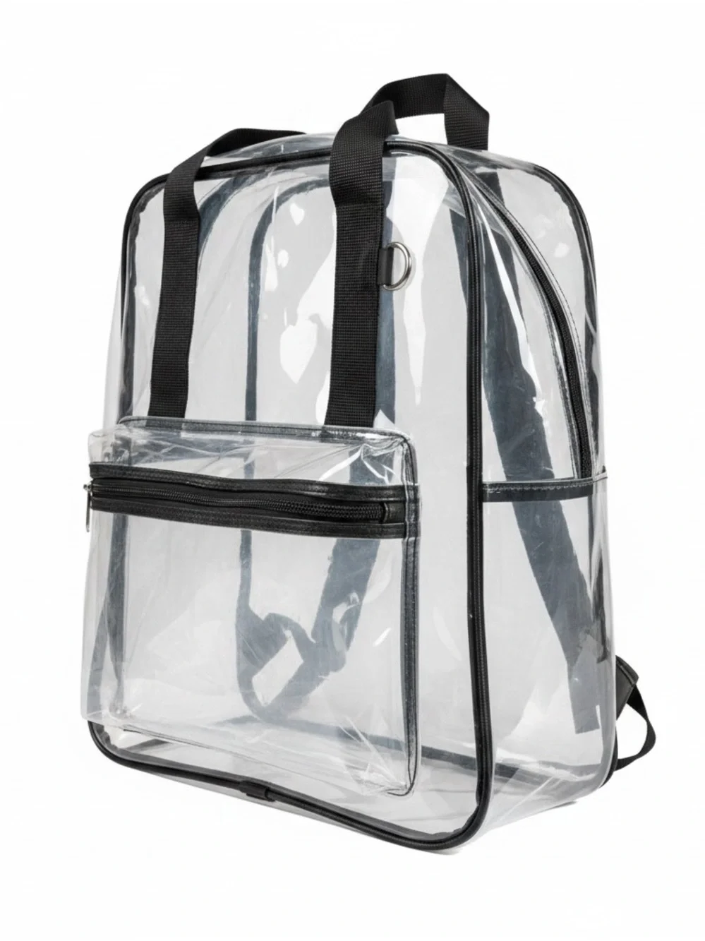 Clear PVC Backpack with Black Trim - Transparent Unisex Bag